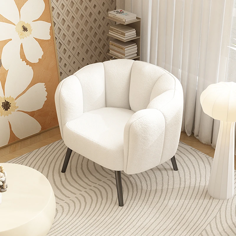 Lamb wool Nordic Single sofa relax armchair lazy sofa bubble Design waiting Makeup manicure dressing chair Living room furniture