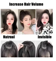Extension capillaire synthétique courte et lisse, doublure Invisible des cheveux, couverture latérale supérieure, postiche pour femmes 4