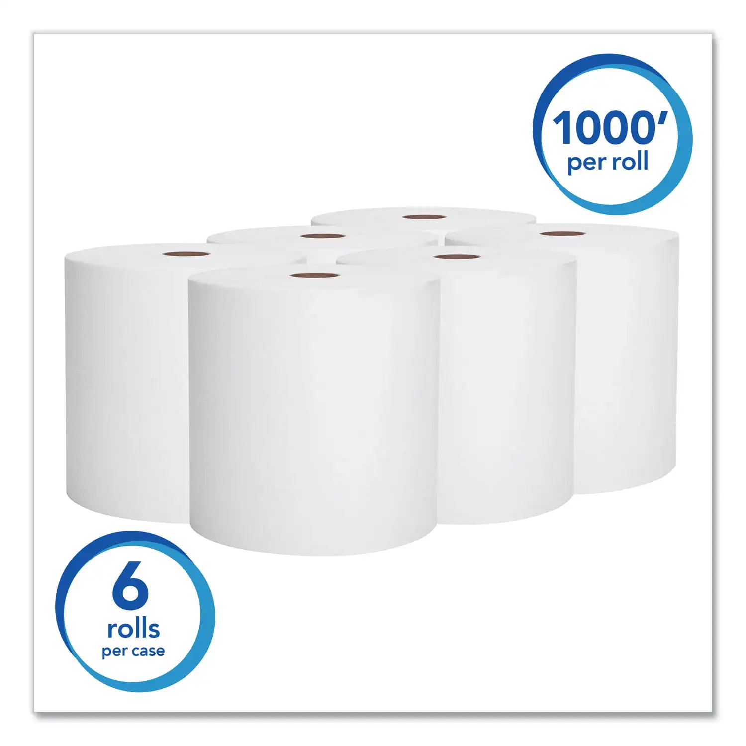 

Scott Essential High Capacity Hard Roll Towels for Business, 1.5" Core, 8 x 1000 ft, Recycled, White, 6/Carton