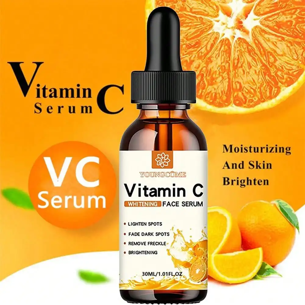 Essence pour le visage à la vitamine C Contient de l'acide hyaluronique Éliminateur de taches brunes Essence hydratante réparatrice anti-âge Soin de la peau du visage 30 ml_voghion.com