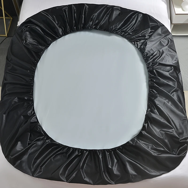 1Pc Waterproof Fitted Bed Sheet With Elastic Band Black Golden White Anti-slip Adjustable Mattress Cover (Pillowcase Need Order) 5