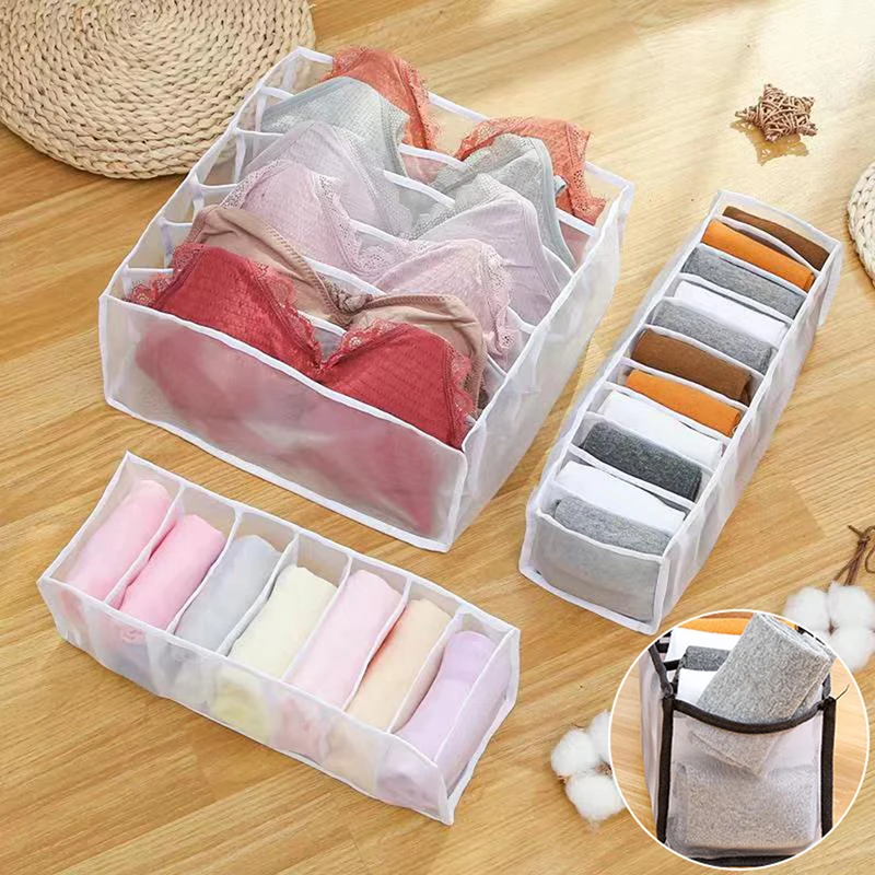 

6/7/11Grids Folding Closet Organizer Pant Sock Storage Box Wardrobe Clothes Underwear Organizer Drawer Clothes Separator Box
