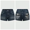 Summer Korean Sexy Low Waist Women Denim Short American Lady Y2K Elastic Slim Cotton Hot Jorts Female Embroidery Wrapping Jeans