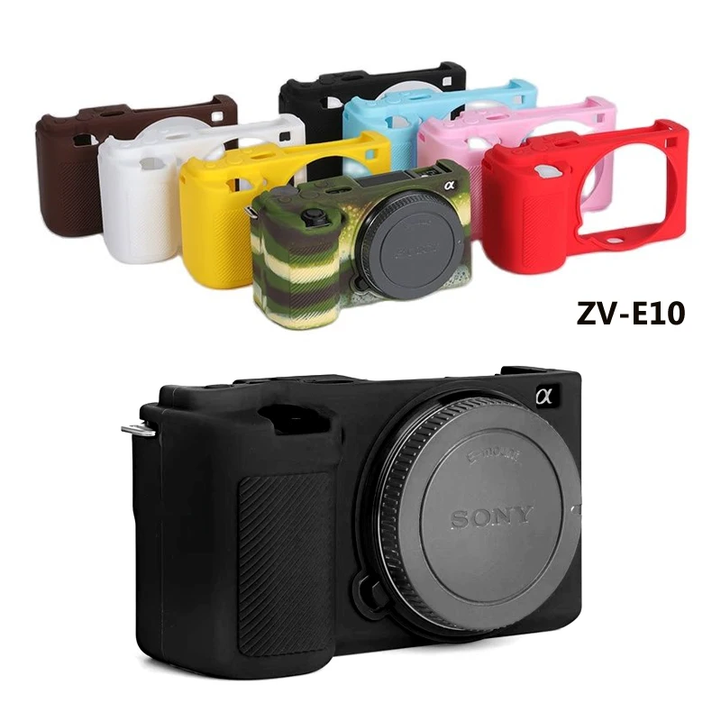 For Sony ZVE10 Soft Silicone Skin Anti-slip Grip Case Body Cover Screen  Film Protector for Sony ZV-E10 ZVE10 Camera Accessories