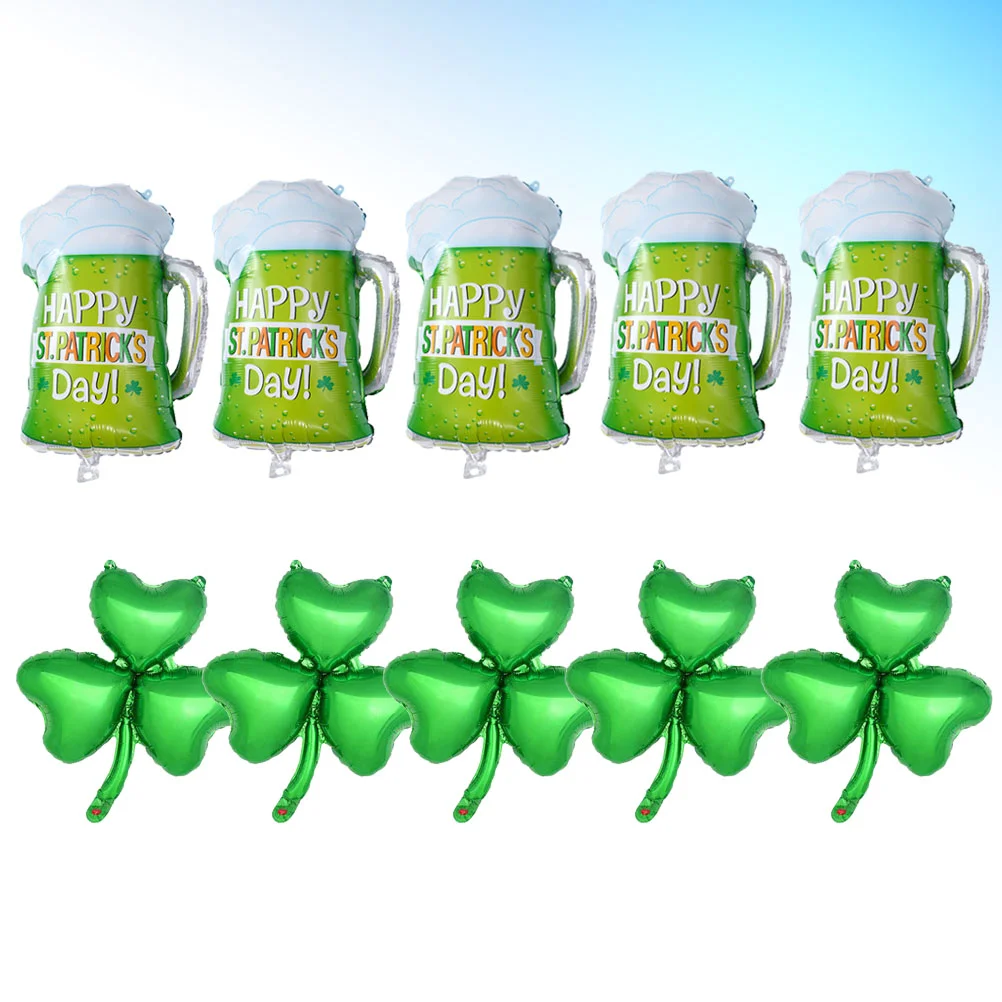 

10pcs St Patricks Day Balloons Set Shape Balloons Beer Glass Design Bunting Banner St Patricks Day Party Scene Layout Balloon