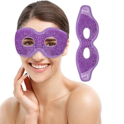 Gel Bead Cooling Eye Mask with Eye Hole - Reusable Hot & Cold Compress Therapy, Ideal Relaxation Gift (Purple)