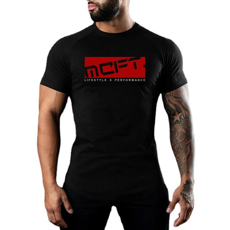 

Mens Summer Fitness Short Sleeve Tshirt Sports Casual Classical Clothing Bodybuilding Cotton Fashion Breathable O-neck T Shirt