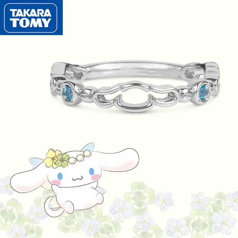 

TAKARA TOMY Hello Kitty's New Wispy Blue Diamond Adjustable Opening Girls Ring To Send Lover Sweet and Cute Hand Jewelry Gift