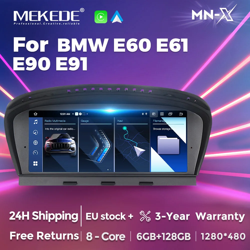 MEKEDE 8.8" Bezprzewodowe CarPlay Android 14 Inteligentne Radio Samochodowe do BMW Serii 5 E60 E61 E63 E64 E90 E91 E92 CCC CIC GPS Autoradio