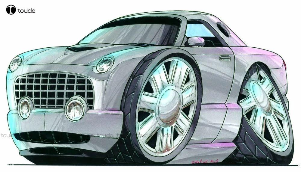 Estate Uomo Manica Corta Cool Casual Classic American Car Fans Thunderbird Stampato Koolart Cartoon T Shirt Magliette Bianche