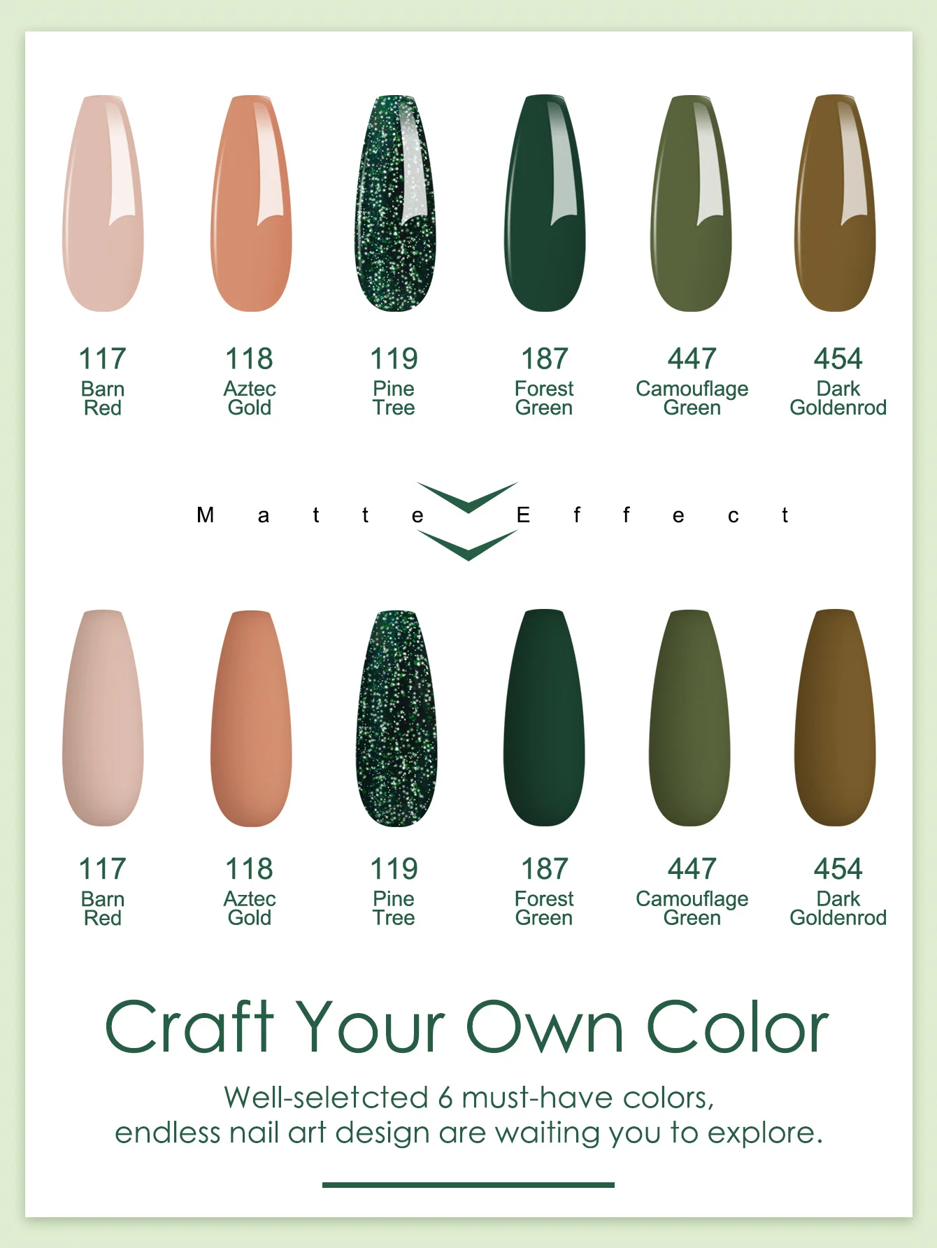 6pcs 10g Nude Green Dip Powder Nail Kit Fast Air Dry Solid Dipping Powder for Starter Manicure Nail Art Design Women Gifts 2