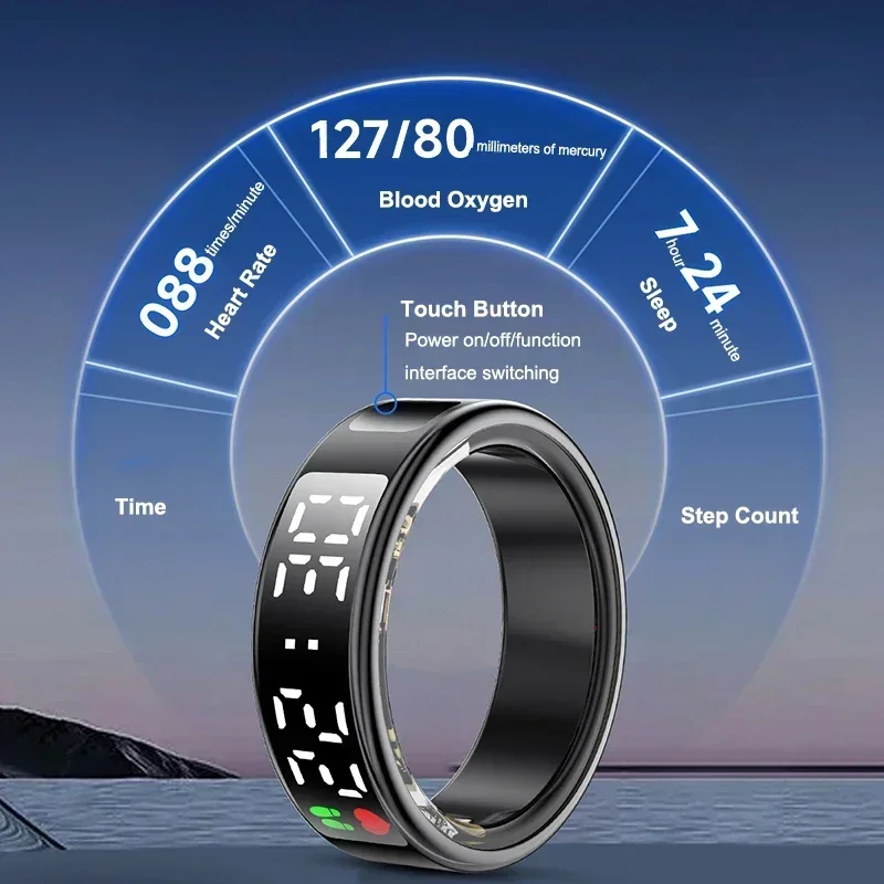 Smart Ring For Men Women Multifunctional Health Tracker Heart Rate Blood Oxygen Monitor Sport 5ATM Waterproof Ring Sleep Fitness - 3