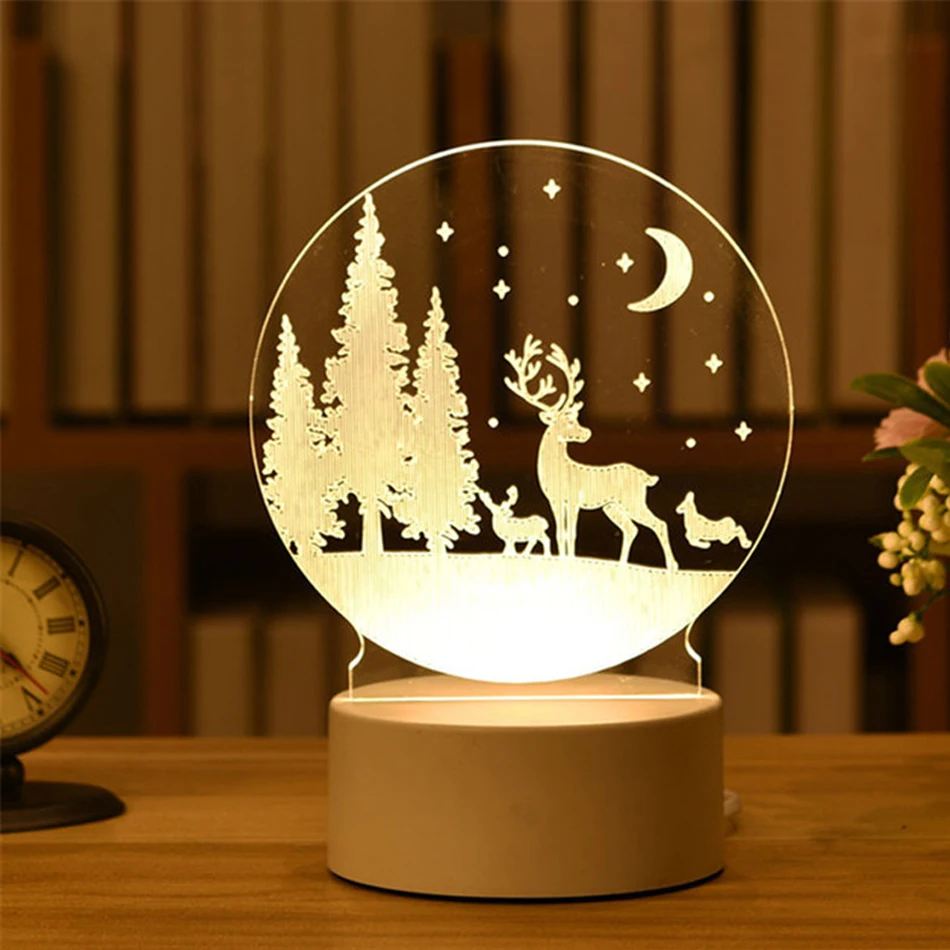 3D Lamp Acrylic USB LED Night Lights Neon Sign Lamp Xmas Christmas Decorations for Home Bedroom Birthday Decor Wedding Gifts 3