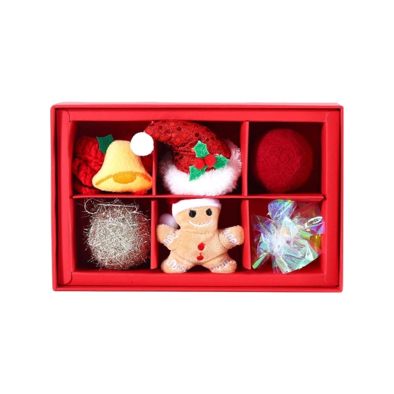 

Christmas Cat Balls Toy Accessories Furry Balls Pompoms Mini Christmas Hat Collar Cat Toy Attachments Balls