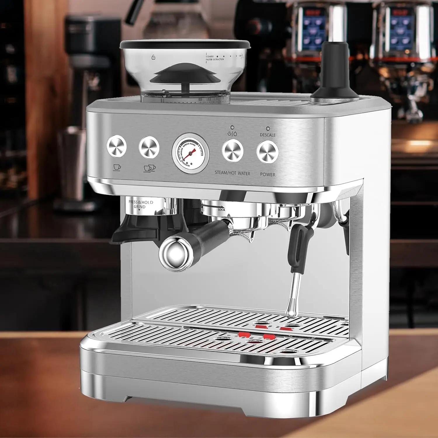 Professional Espresso Machine with Built-In Grinder and Milk Frother, 15 Bar Cappuccino and Latte Maker 6