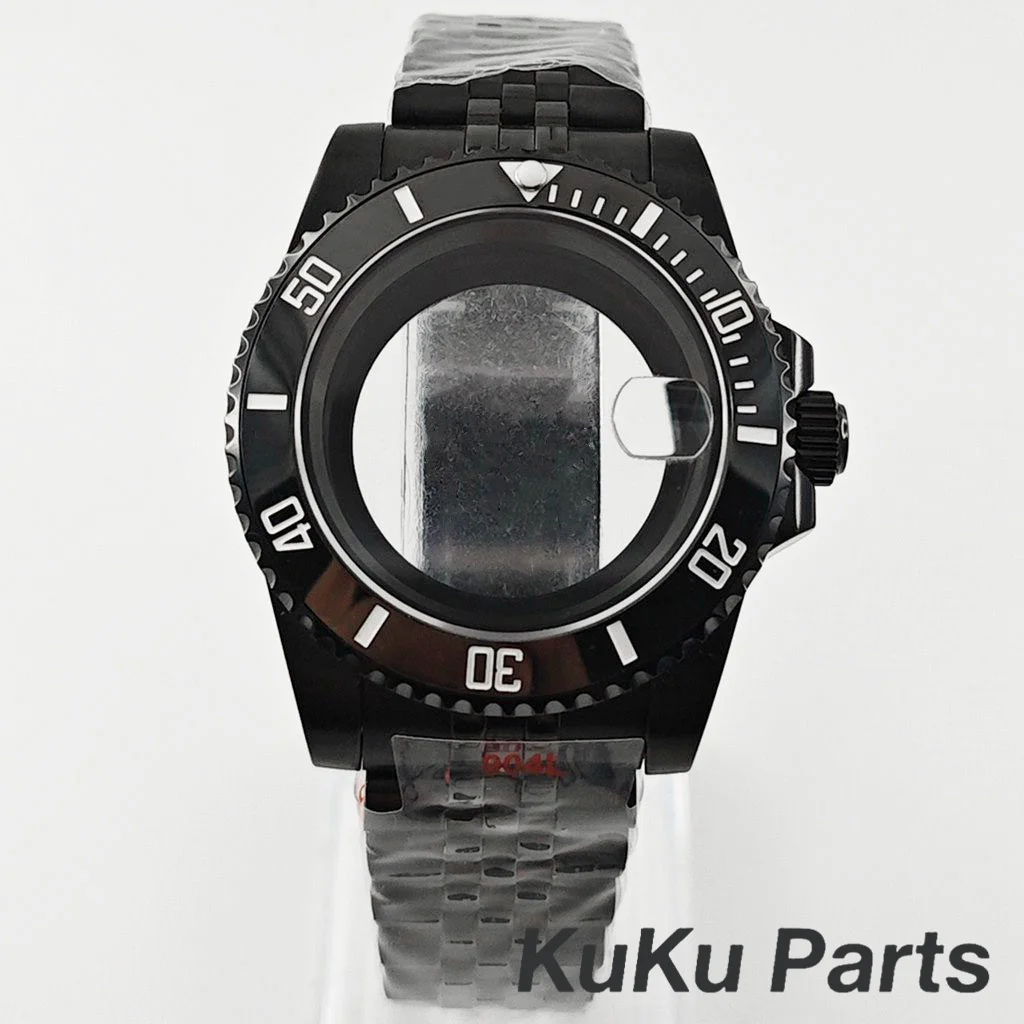 Black Purple GMT Bezel Watch Case with PVD Black Jubilee Bracelet and Sapphire Crystal