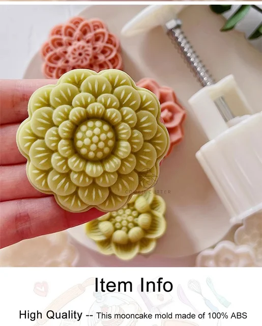 2 Set Stampo Mooncake 50g Con 12 Timbri - Fiori Di Ciliegio E Design Orientali Per Torte Lunari