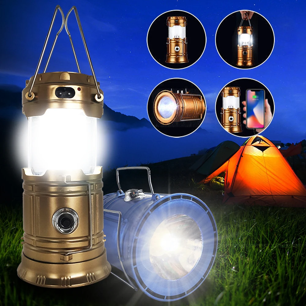 Solar Led Portable Lantern Tent Lamp Telescopic Torch Waterproof Camping  Light Waterproof Emergency Flashlight Working Lighting - Portable Lanterns  - AliExpress