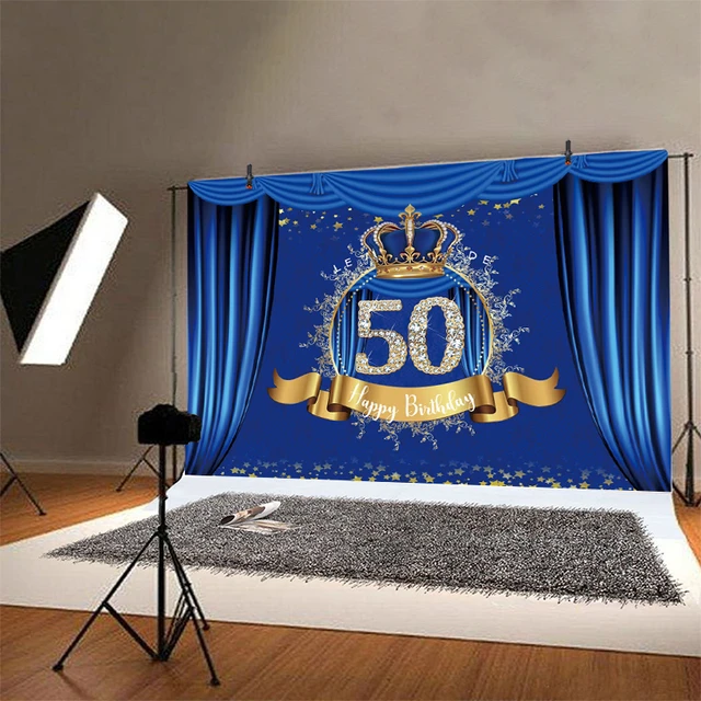 Telón De Fondo De 50 ° Cumpleaños Para Hombre, Cartel De Decoración De 50  Años, Marco Azul Marino, Banderín, Globo, Fondo De Diamantes - Fondos -  AliExpress