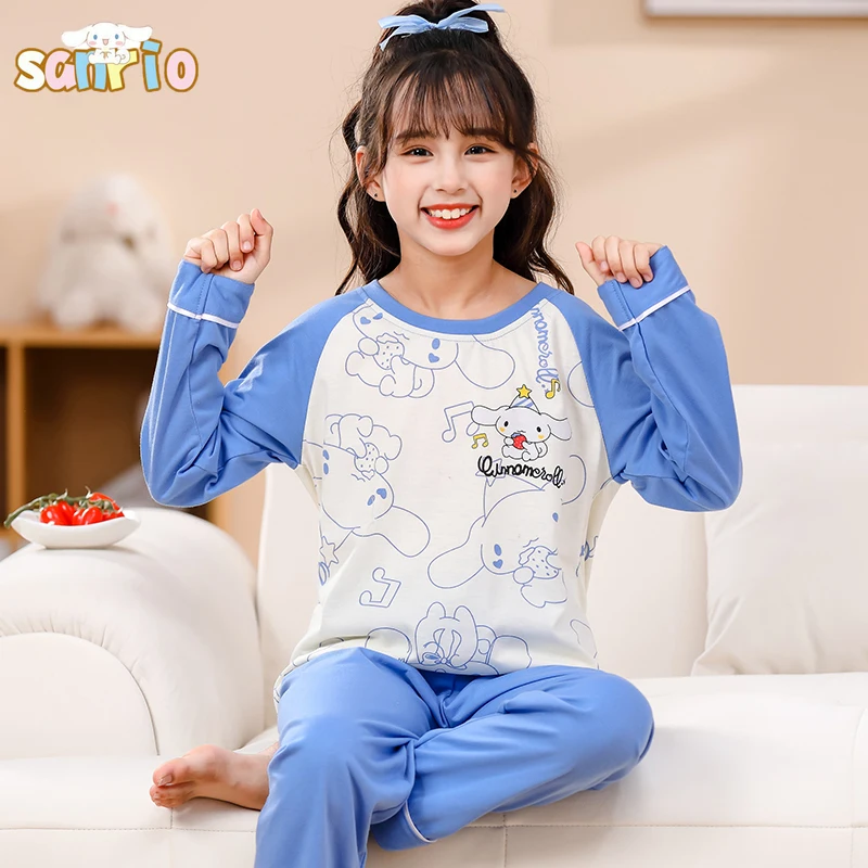 

Anime Sanrio Cinnamoroll My Melody Children's Pajamas Cartoon Cute Kuromi Fall Girl Long-sleeved Casual Home Wear New Pajama Set