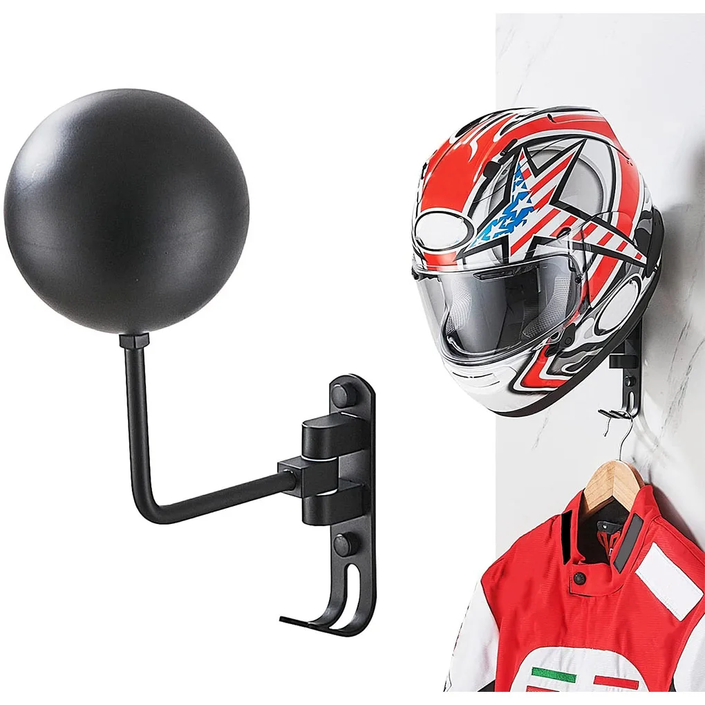 

Motorcycle Helmet Rack Wall Mount Aluminum Baseball Holder Hook 180 Degree Keys Jacket Hanger Living Room Bracket