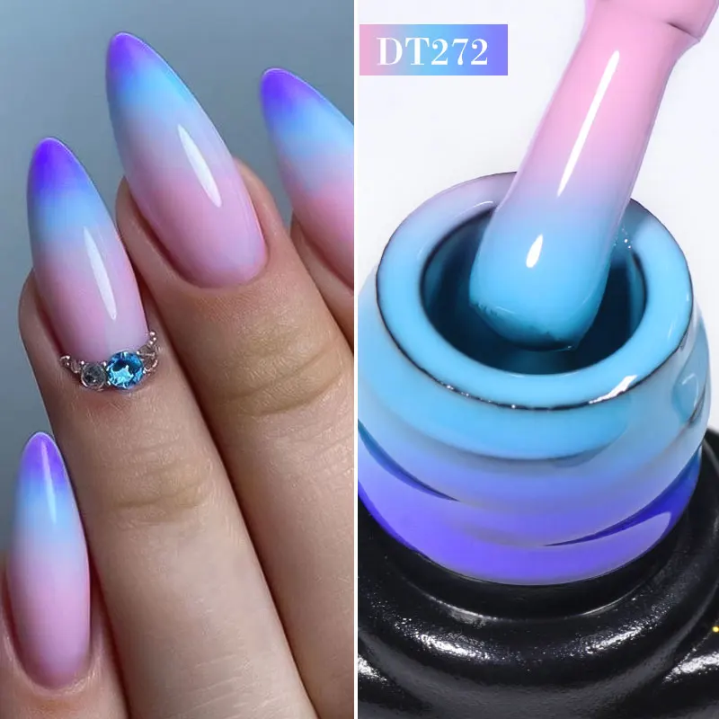 7ml Thermal Gel Nail Polish 3 Layers Temperature Color Changing Gel Winter Grey Semi Permanent Soak Off Nails Art UV Gel Varnish - 3
