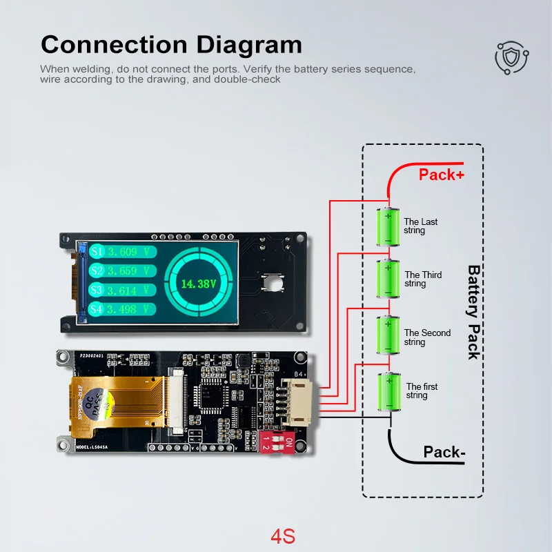 4S 6S 8S Battery volatge tester 12V 24V Lithium/Lifepo4 battery voltage checker