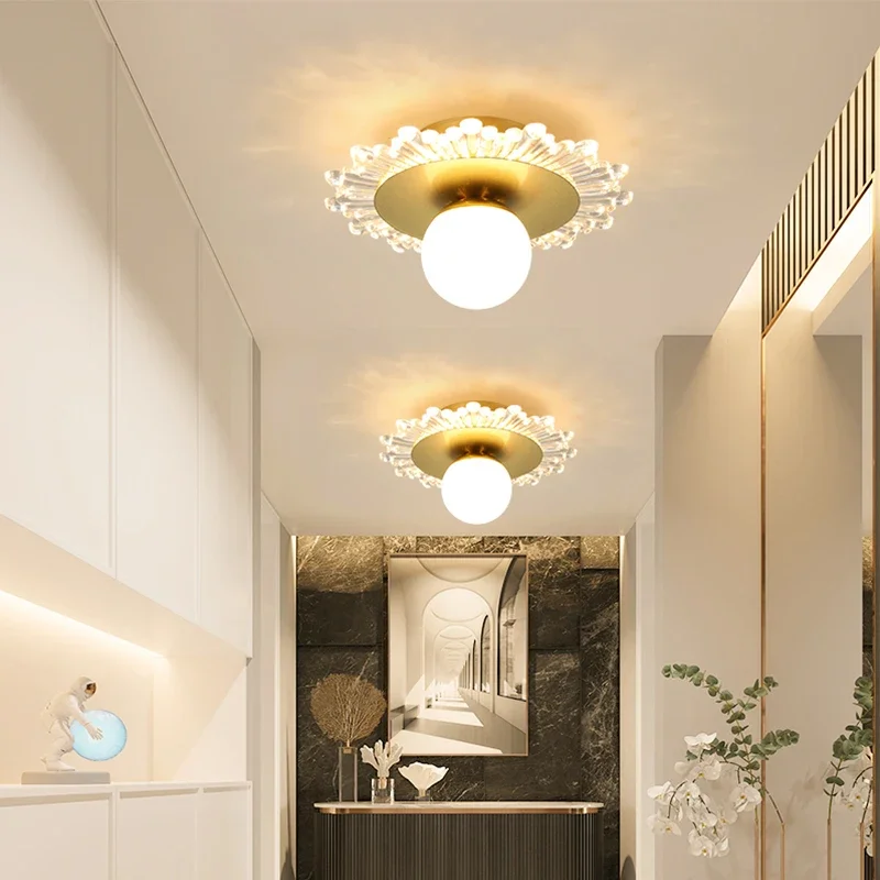 

Nordic Glass Balcony Aisle Ceiling Lamp Simple Modern Household Ball Lamp Corridor Entrance Staircase Porch Golden Ceiling Lamp