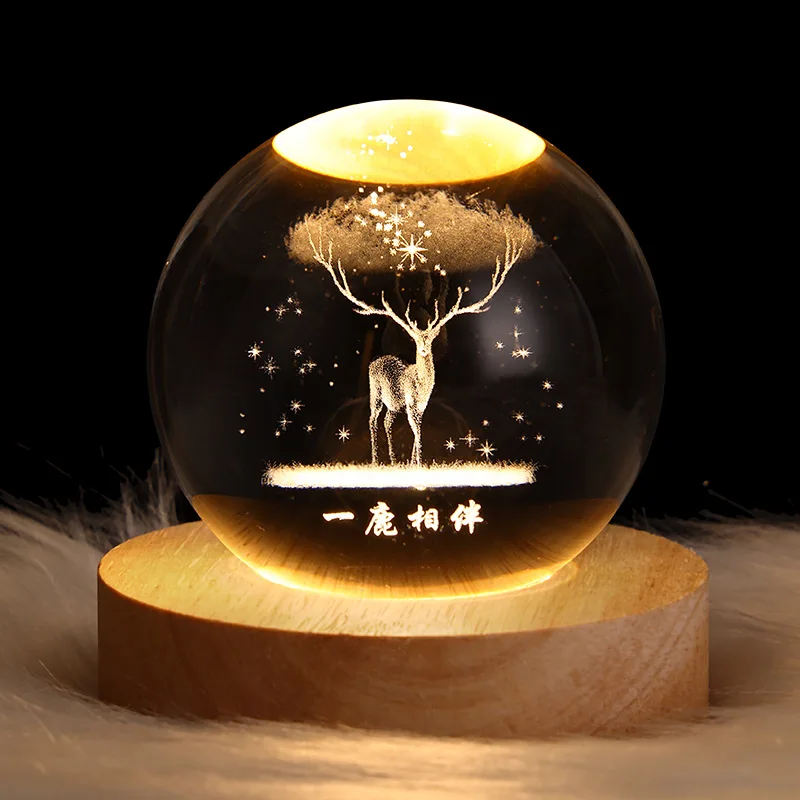 

Glowing Planetary Galaxy Astronaut Crystal Ball Night Lights USB Power Warm Bedside Light Christmas Kid Gift Night Lamp