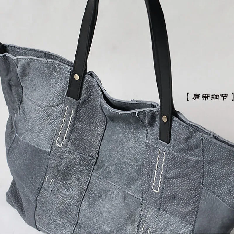 Original Leather Large Bag Large Capacity Shopping Bag Leisure Women's Bag Portable Single Shoulder Messenger Leather Tote Bag