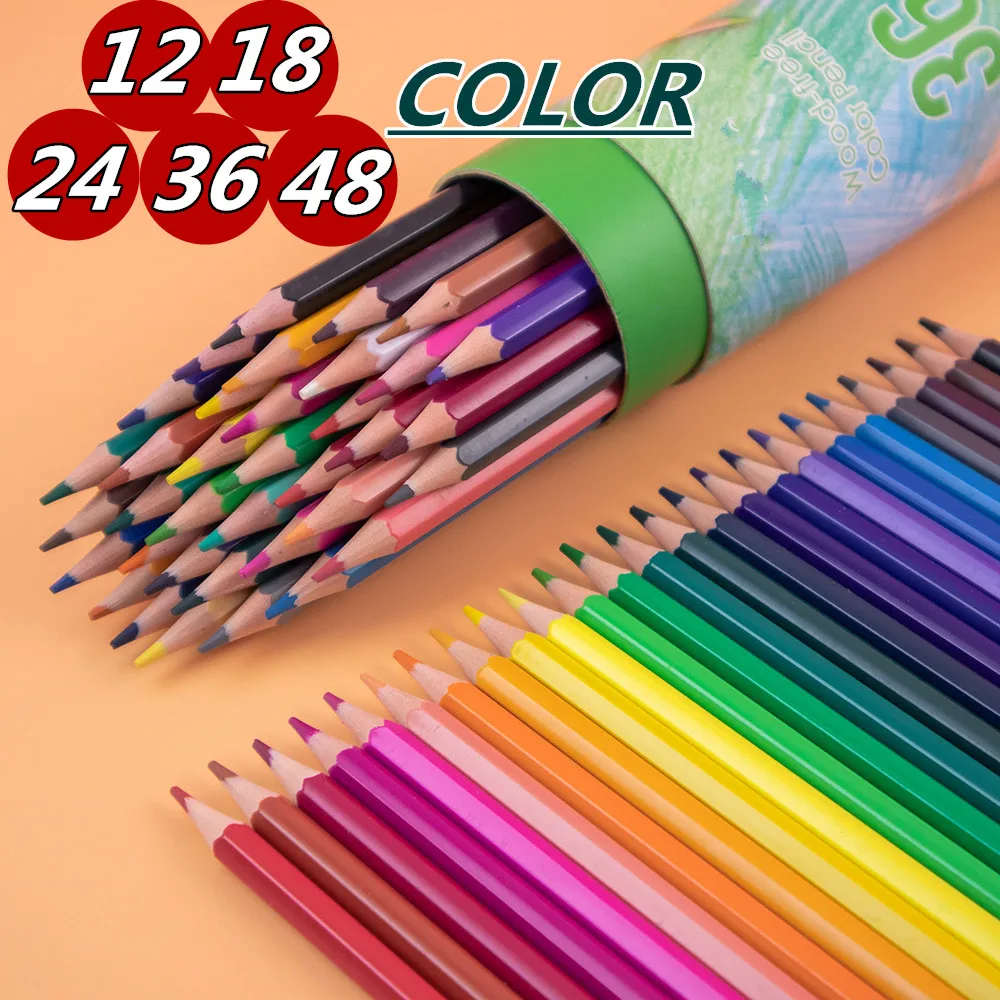 Pretty Barrel 48 Color Pencils Crayons Set for Kids Kawaii Stationery Drawing Colored Pencils for Children Painting Art Supplies 46pcs children s crayons color lead painting kids art set watercolor drawing color pen hand painted art brush gift stationery