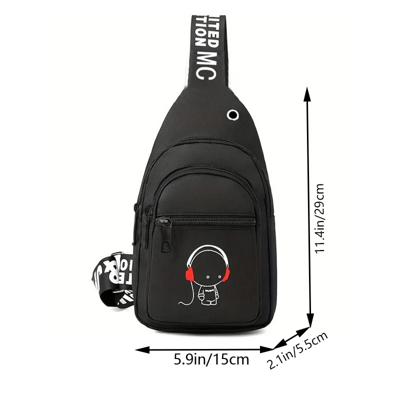 Men's backpack with double zippers, shoulder strap, letter pattern, suitable for business travel and photography. - 5