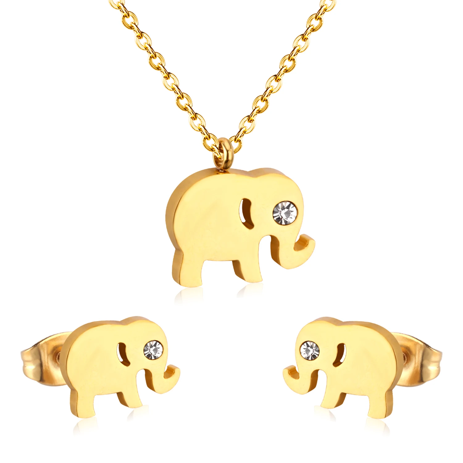 LUXUKISSKIDS Animal Cat Jewelry Sets Stainless Steel 316L Hamsa Hand Necklace For Women/Girls Dubai Indian African Jewelry Sets 