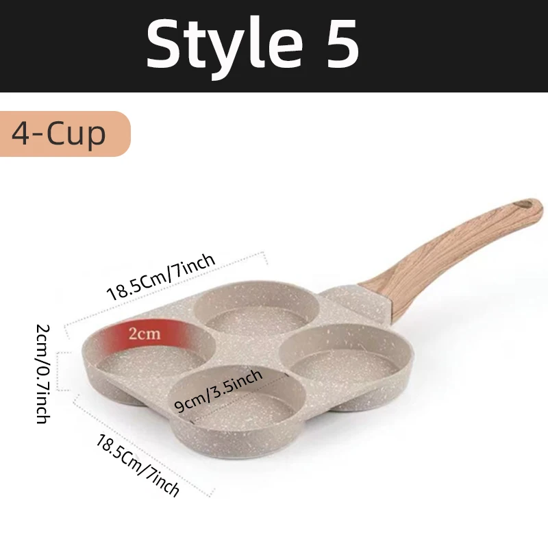 מחבת אומלט עם 4 חורים לטיגון, מעובה, לא מדביקה, לביצים, פנקייקים, סטייקים, מחבת לבישול המבורגר, לחם וארוחת בוקר, מכונת בישול אינדוקציה