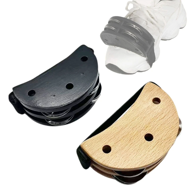 Foot Tambourine with Steel Bells Percussion Shakers Foot Tapping Tambourine A52F