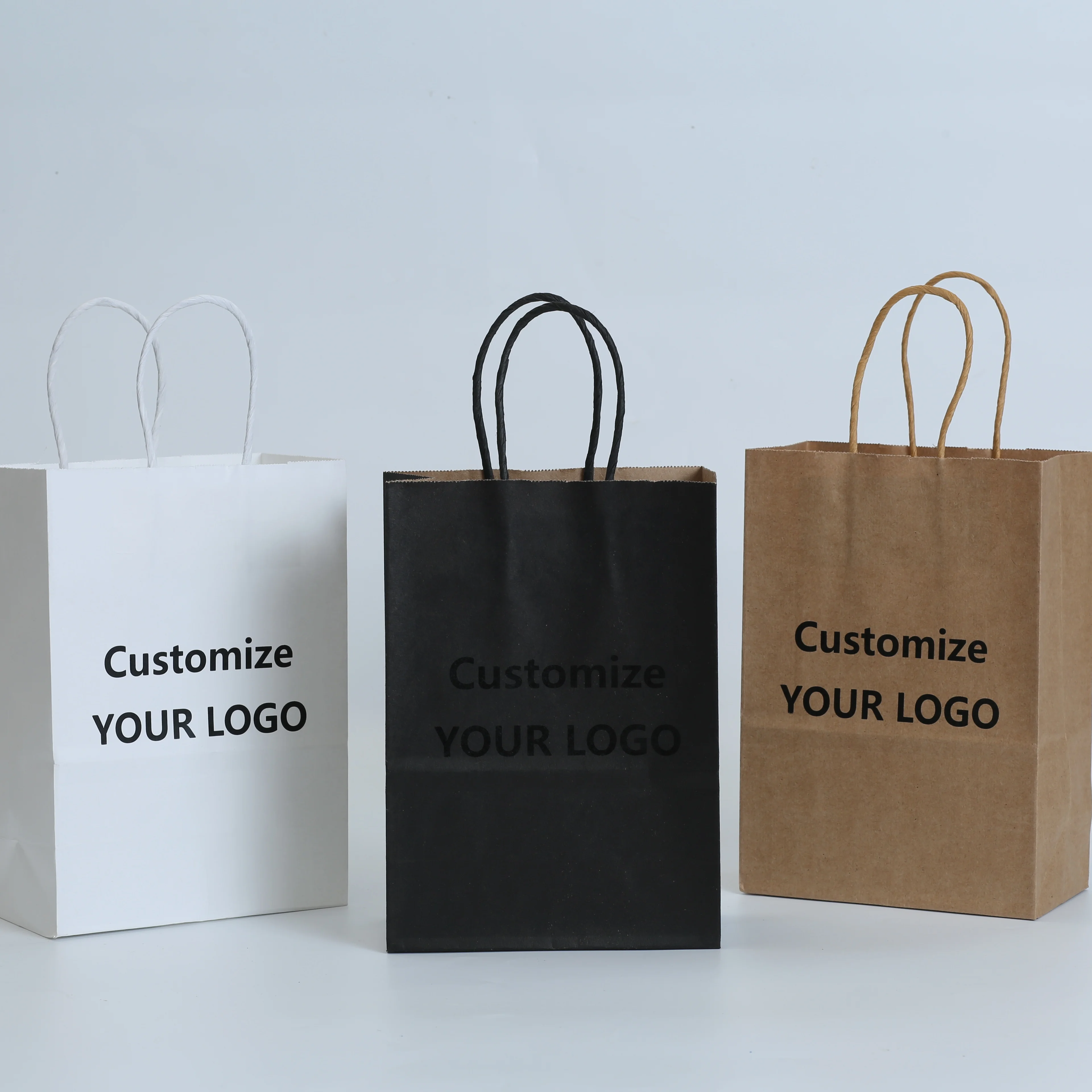 20pcs Custom Logo Kraft Paper Bag Gift Wrapping Bags Recyclable Paper Shopping Packagin... - SKU KPB01942 - UGI Packaging