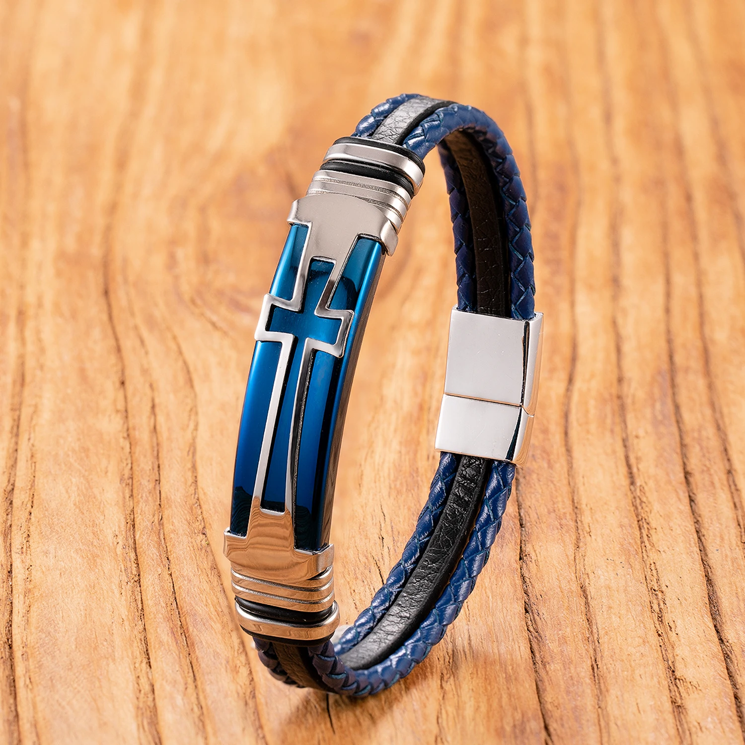 Jesus Cross Punk Style Unisex Leather Bracelets - Image 2