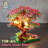 Mini Sakura Tree Building Blocks Set Diy Cherry Blossom Bricks with Light Treehouse Model Ornament Romantic Gift for Girlfriend 1