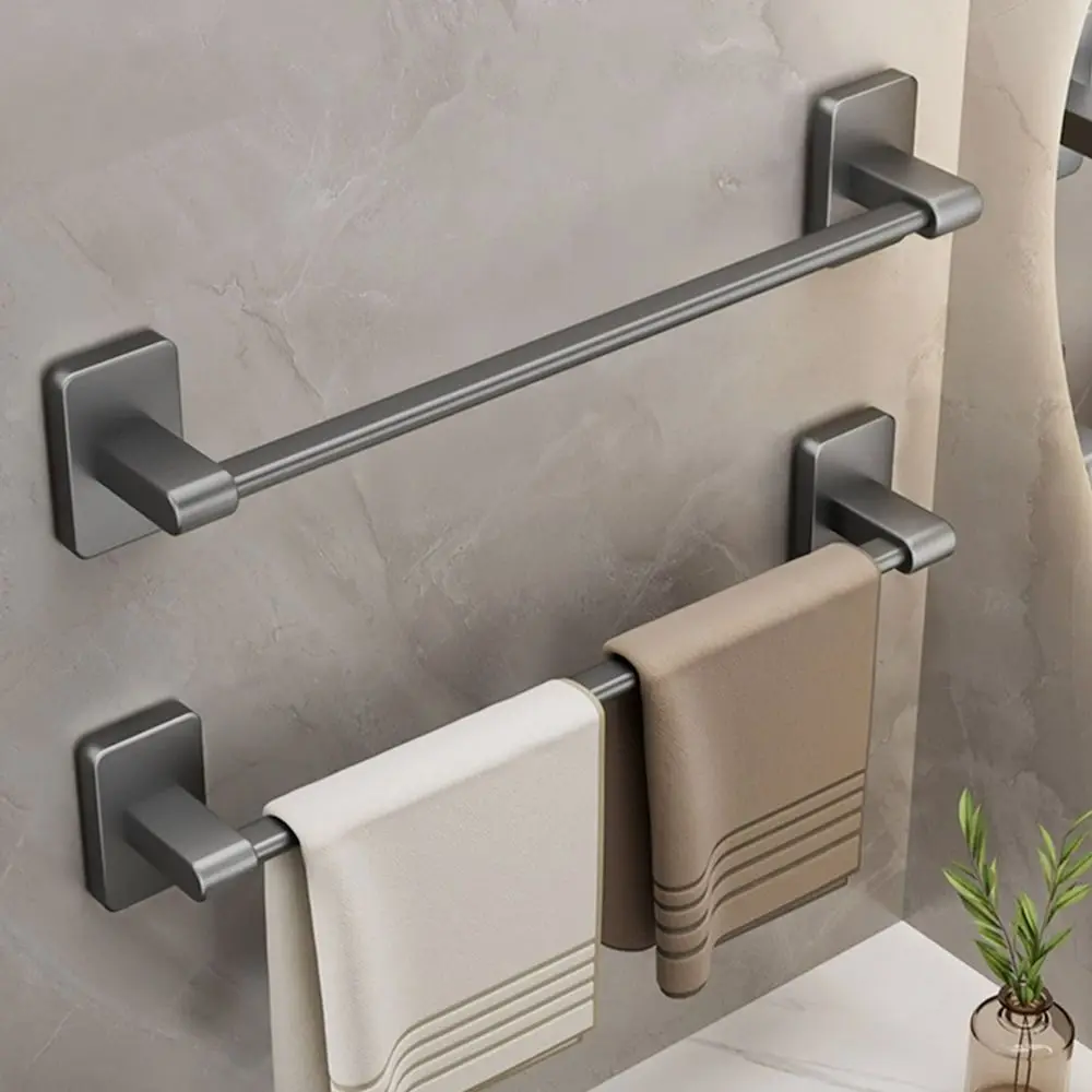 Towel Holder Aluminum Alloy No Drilling Bathroom Organizers Self-adhesive Towel Bar Bathroom Shelves Kitchen Storage Rack