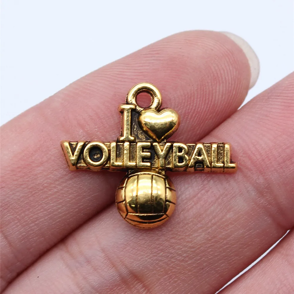 

Jewelry For Woman I Love Volleyball Charms Items Decoration 10pcs