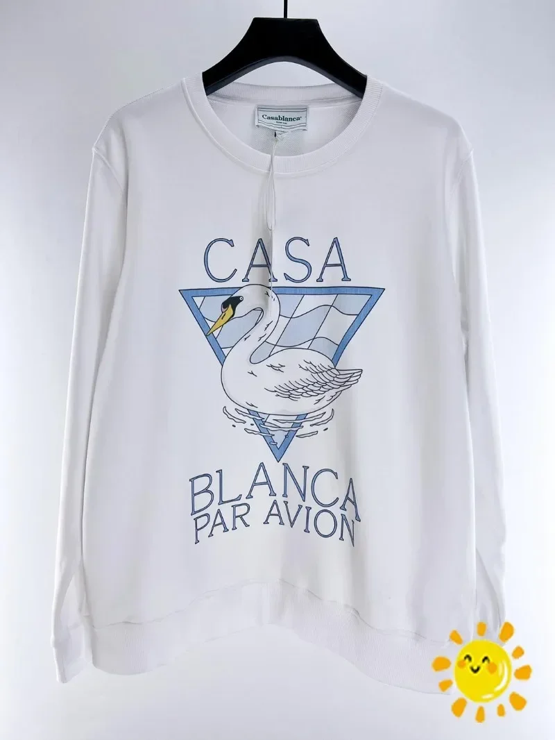 

Best Quality Classic Swan Print Casablanca Sweatshirts Men Women 1:1 Hoodie CrewneckHip Hop