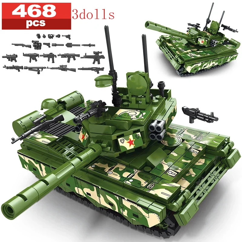 WW2 Military Type 99A The Tiger Main Battle Tank Vehicle Building Blocks Army Weapons Bricks Kids Educational Toys Boys Gifts