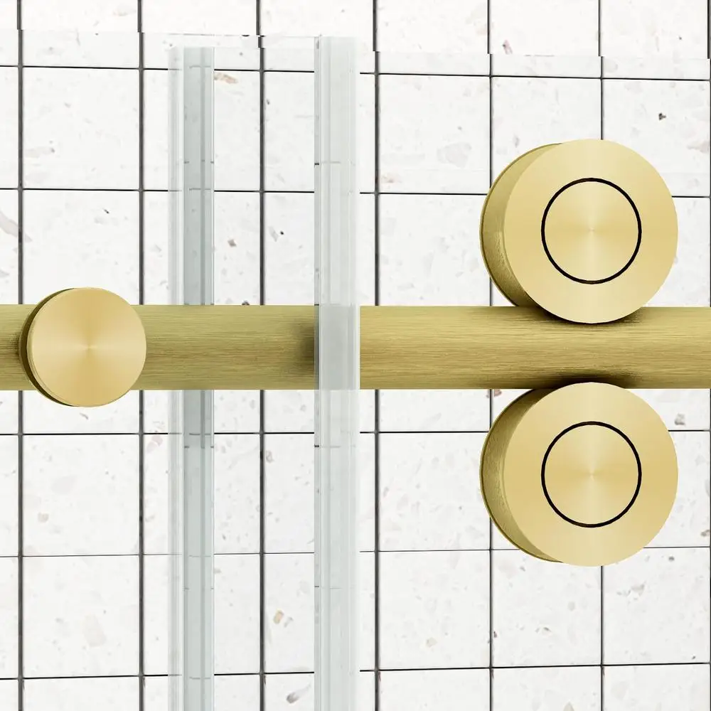 60x60 Frameless Sliding Tub Door Handle Glass Bathtub Shower Door 5/16" 8mm Clear SGCC Tempered Adjustable Walk-in Stainless 3