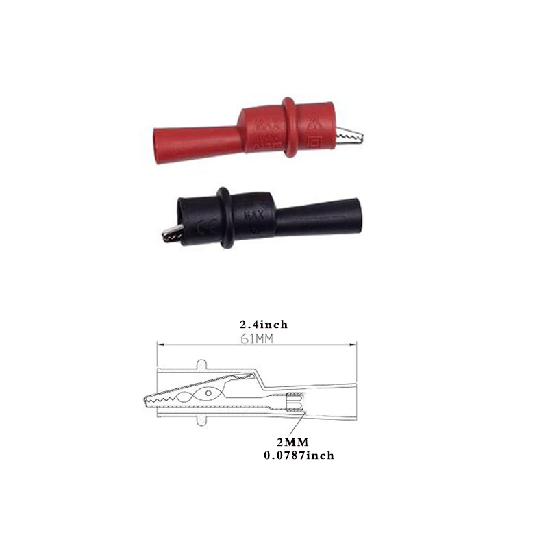 2PCS 20A/1000V Digital Multimeter Test Leads Probe Silicone Cable To 2mm Interface Test Clamp Universal Test Cable 5