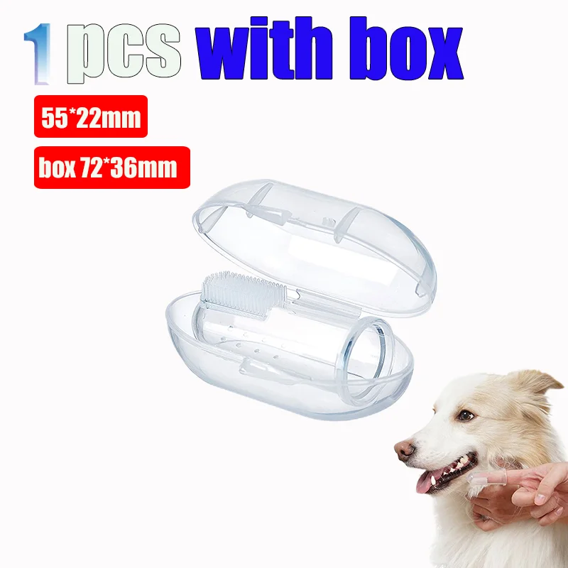 Silicone Pet Finger Cuff Toothbrushes Dog Brush Teeth Care Tool With Box