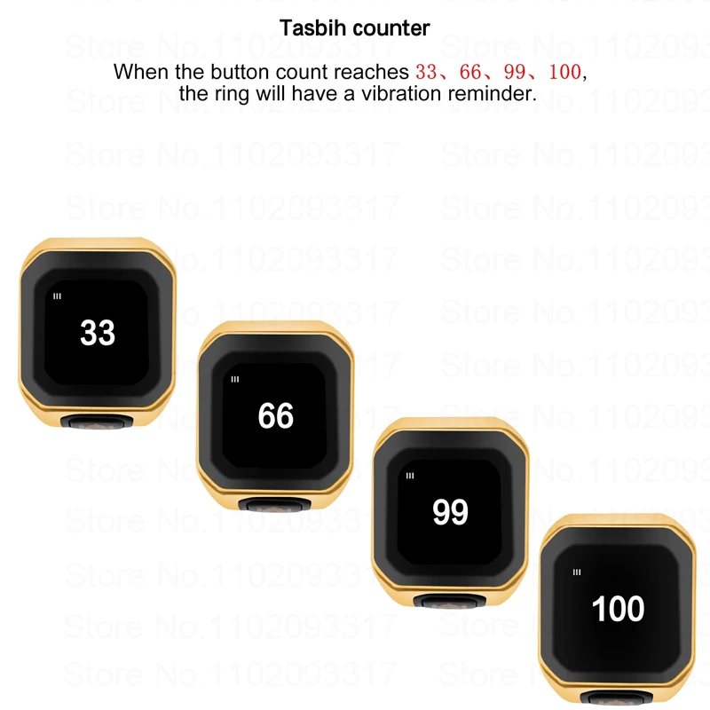 Bstwsh Zinc Alloy Tasbih Zikr Ring for Muslims Tasbeeh Digital Smart Counter 5 Prayer Time Reminder Bluetooth 5