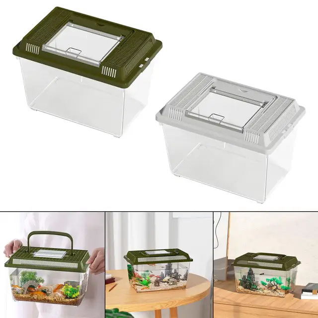 Turtle Bathing Tank, Reptile Tank, Multifunctional Outdoor Habitat Box Turtle Container with Lid for Frog, 1