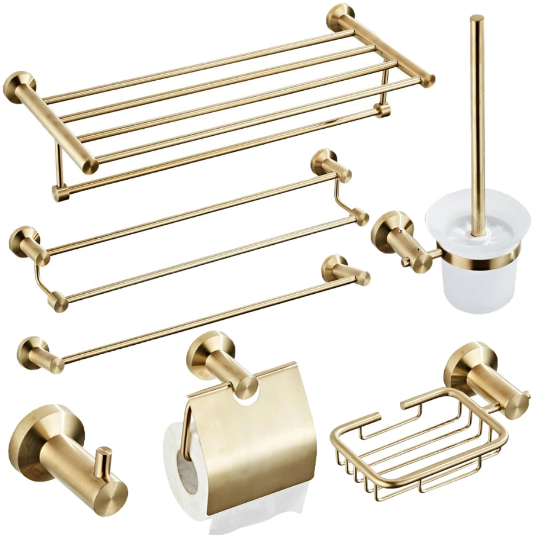 

SUS 304 Gold Bathroom Hardware sets Stainless Steel Bathroom Accessories Set