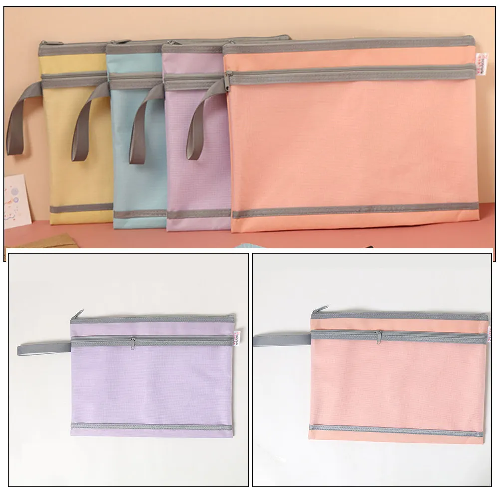 4Pcs 대용량 가시성 파일 가방 지퍼 주최자 파우치 문서 홀더 학생용 사무실 홈 스쿨 지퍼 파우치