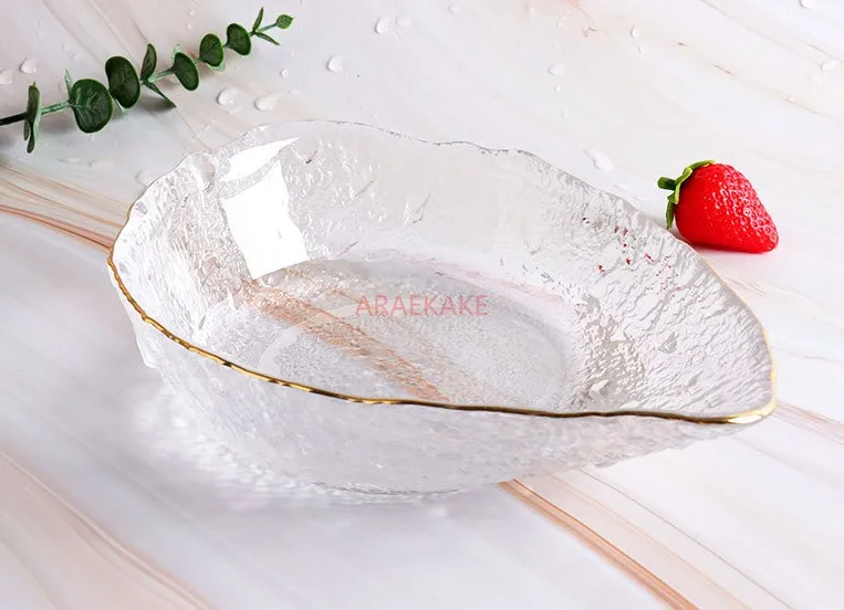 300ml Phnom Penh Water Drop Glass Bowl Fruit Plate Vegetable Salad Plate Home Creative Dessert Bowl